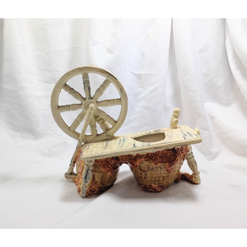 Vintage Ceramic Spinning Wheel Planter